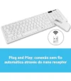 Kit Teclado ABNT2 e Mouse Sem Fio Branco K-06 Wireless USB Ultra Slim - Strong Tech