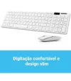 Kit Teclado ABNT2 e Mouse Sem Fio Branco K-06 Wireless USB Ultra Slim - Strong Tech